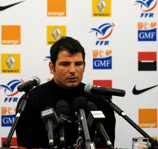 France coach Marc Lievremont faces the media following his side's defeat to Italy, Rome, Italy, March 13, 2011