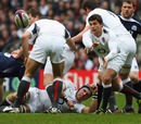 England scrum-half Ben Youngs fires the ball away from a ruck