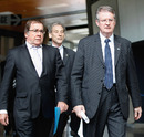 New Zealand Rugby World Cup Minister Murray McCully and IRB Chairman Bernard Lapasset