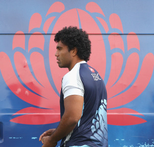 Number eight Wycliff Palu walks across the Waratahs logo, Waratahs training, Moore Park, Sydney, Australia, March 17, 2011