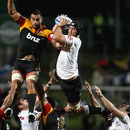 The Sharks' Alistair Hargreaves prepares for a fall after claiming a line-out