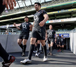 England captain Nick Easter takes to the field at Lansdowne Road
