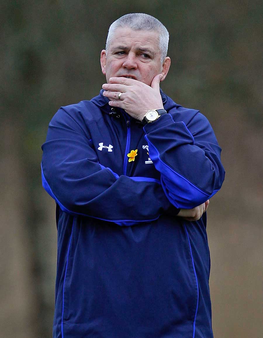Wales coach Warren Gatland casts his eye over training, Wales training session, Vale of Glamorgan, Cardiff, Wales, February 22, 2011