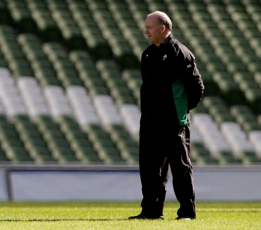 Ireland coach Declan Kidney casts an eye over his side