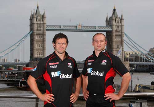 Saracens co-captains Andy Farrell (L) and Steve Borthwick