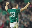 Ireland's Brian O'Driscoll celebrates his side's victory over England
