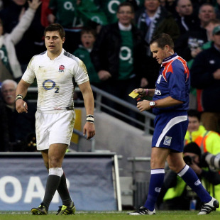 England's Ben Youngs is sin-binned by referee Bryce Lawrence, Ireland v England, Six Nations, Lansdowne Road, Dublin, Ireland, March 19, 2011