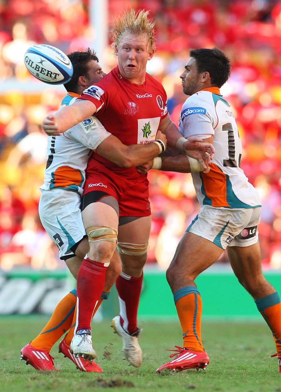 The Reds' Beau Robinson looks for support, Reds v Cheetahs, Super Rugby, Suncorp Stadium, Brisbane, Australia, March 26, 2011