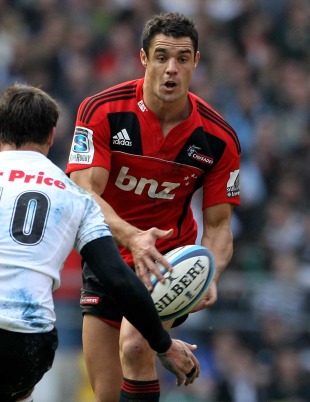 The Crusaders' Dan Carter works an opening, Crusaders v Sharks, Super Rugby, Twickenham, England, March 27, 2011