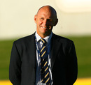Brumbies coach Tony Rea inspects the pitch