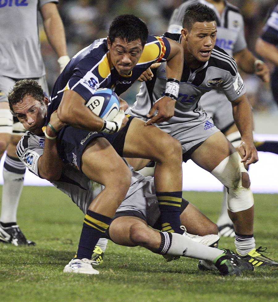 The Brumbies' Christian Lealiifano looks for support