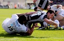 Newcastle's Micky Young stretches to score a try