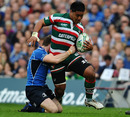 Leicester centre Manu Tuilagi is tackled