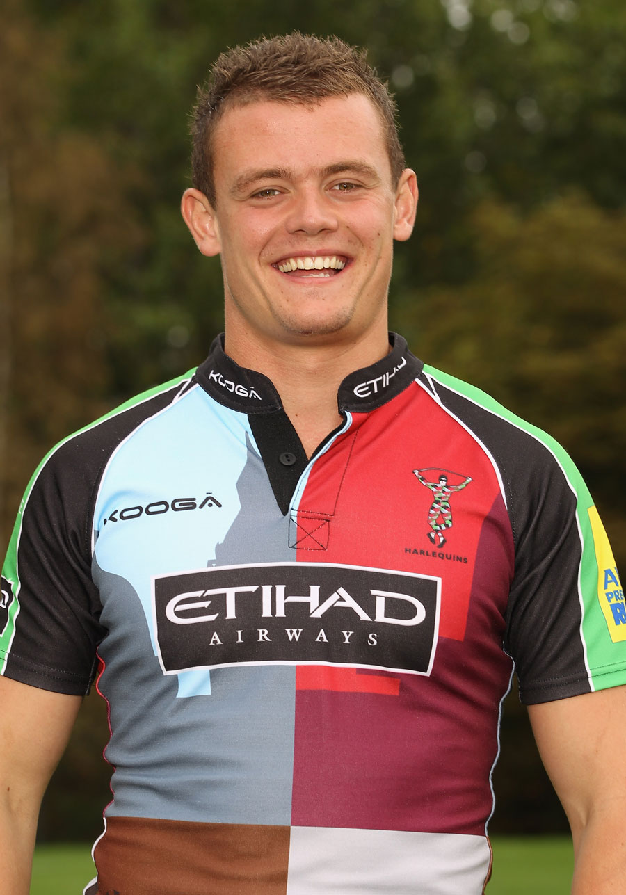 Harlequins scrum-half David Moore poses for a portrait during a photocall