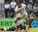 Wasps' Elliot Daly watches on as Leeds' Henry Fa'afili runs clear