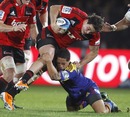 The Crusaders' Zac Guildford looks to force an opening