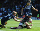 Harlequins' Joe Gray touches down against Leeds