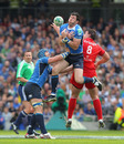 Leinster wing Shane Horgan loses a high ball