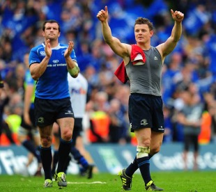 Leinster's Brian O'Driscoll and Shane Jennings pay tribute to the fans, Leinster v Toulouse, Heineken Cup semi-final, Aviva Stadium, Dublin, Ireland, April 30, 2011