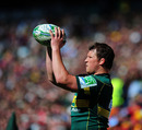 Northampton hooker Dylan Hartley prepares to take a lineout