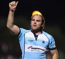 Worcester fly-half Andy Goode salutes the Warriors' fans