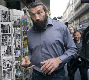 Racing Metro's Sebastien Chabal leaves a Ligue Nationale de Rugby disciplinary hearing, Paris, France, May 12, 2011