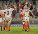 The Cheetahs celebrate a famous victory over the Crusaders