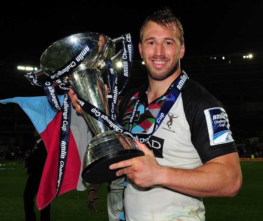 Quins captain Chris Robshaw poses with the Challenge Cup