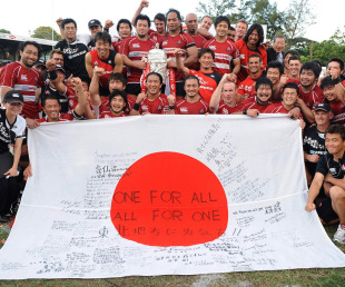 Japan dedicate their victory in the Asian 5 Nations to the victims of the earthquake, Sri Lanka v Japan, Asian 5 Nations, Colombo, Sri Lanka, May 21, 2011