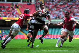 Barbarians lock Iosefa Tekori charges through to score, Wales v Barbarians, Millennium Stadium, Cardiff, Wales, June 4, 2011
