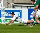 England's Andy Short dives over to score a try