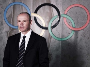 Clive Woodward poses in front of the Olympics logo, British Olympic Association, London, England, January 1, 2009
