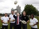Riki Flutey, Simon Shaw, Boris Johnson, Will Greenwood and Maggie Alphonsi launch a touch rugby initiative