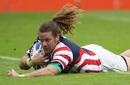 USA Eagles flanker Todd Clever dives in to score