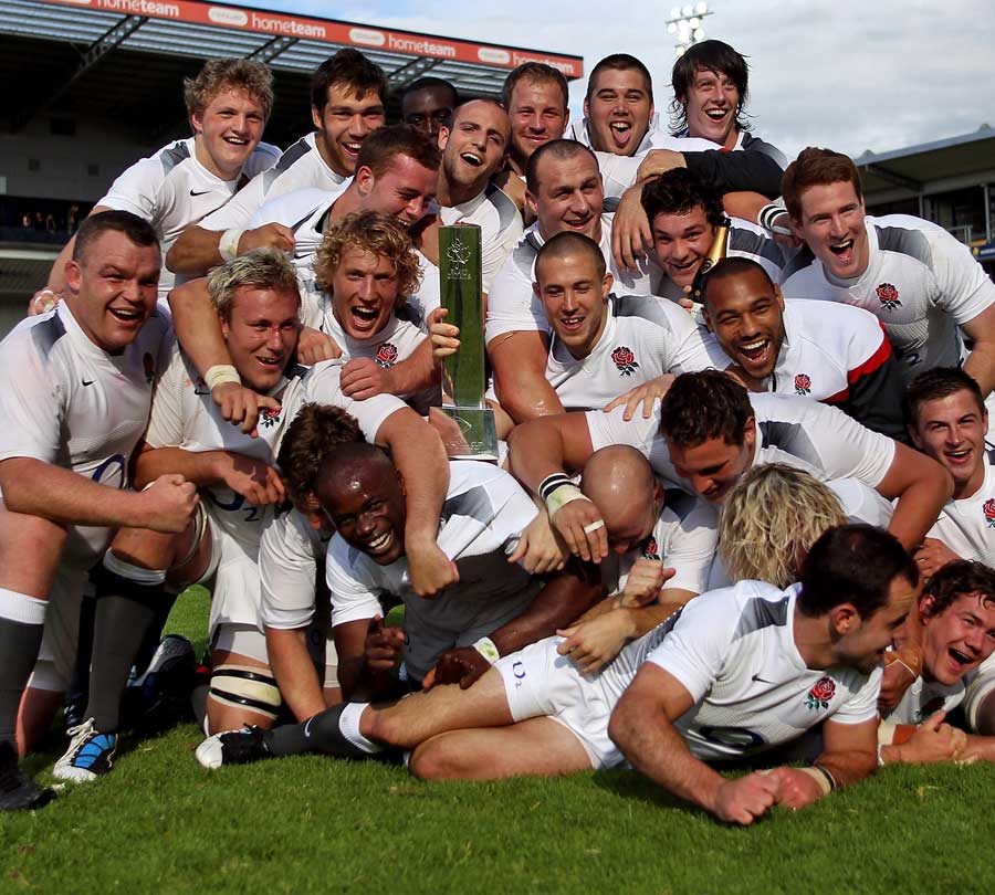 England Saxons celebrate winning the Churchill Cup