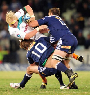 The Cheetahs' Johan Wessels finds no way through the Stormers' defence
