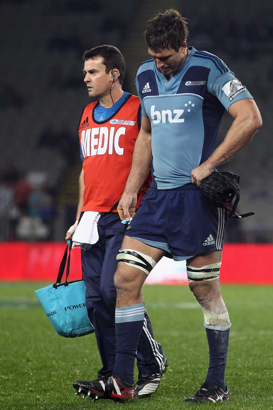 Blues' lock Anthony Boric limps off, Blues v Waratahs, Super Rugby Qualifier, Eden Park, Auckland, New Zealand, June 24, 2011
