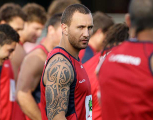 Quade Cooper gets his game face on during Reds training, Ballymore, Brisbane, Australia, June 24, 2011