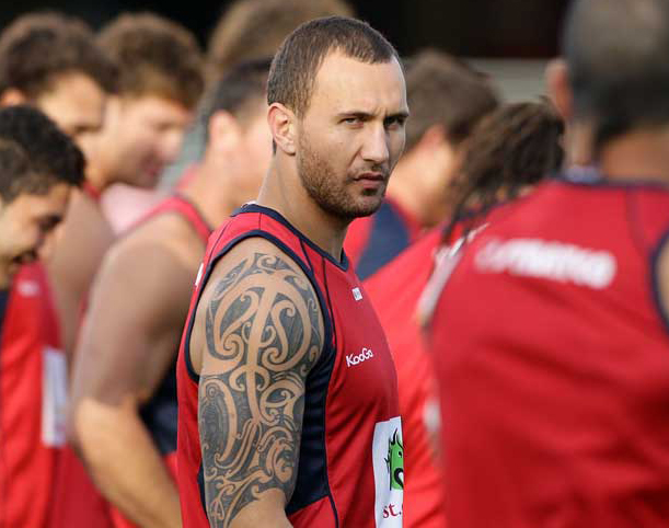 Quade Cooper gets his game face on during Reds training