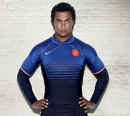 France captain Thierry Dusautoir poses in his side's Rugby World Cup kit