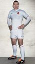 Imanol Harinordoquy poses in France's change strip for the Rugby World Cup