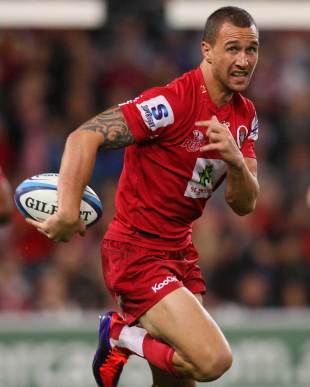 Reds fly-half Quade Cooper exploits some space, Reds v Blues, Super Rugby semi-final, Suncorp Stadium, Brisbane, Australia, July 2, 2011