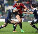 The Crusaders' Sonny Bill Williams forces an opening