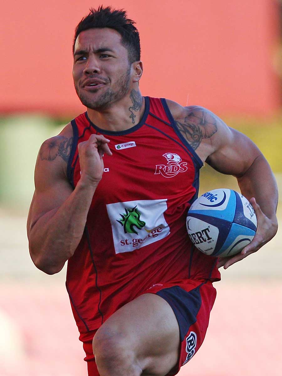 The Reds' Digby Ioane runs some drills