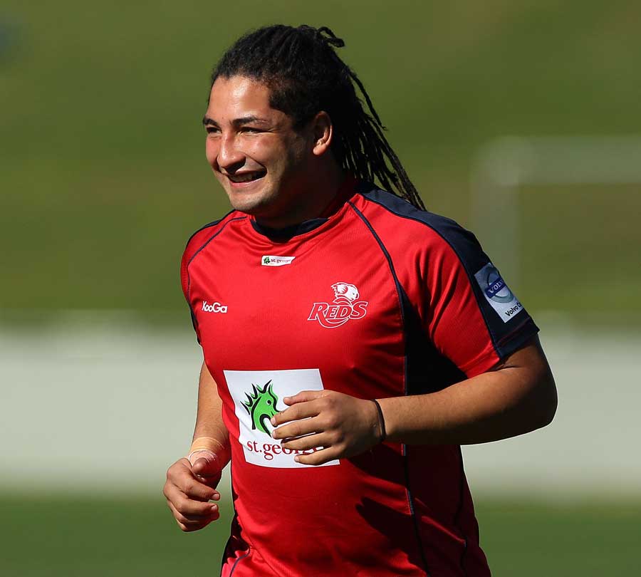 The Reds' Saia Faingaa is all smiles in training, Reds training session, Ballymore Stadium, Queesland, Australia, July 7, 2011