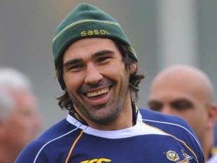 Victor Matfield of South Africa in action during the Springboks training session at the University of Glamorgan in Cardiff, Wales on November 6, 2008. 