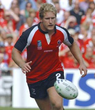 Canada's hooker Pat Riordan in action during the Rugby World Cup match agaainst Wales at the Beaujoire stadium in Nantes, western France on September 9, 2007.