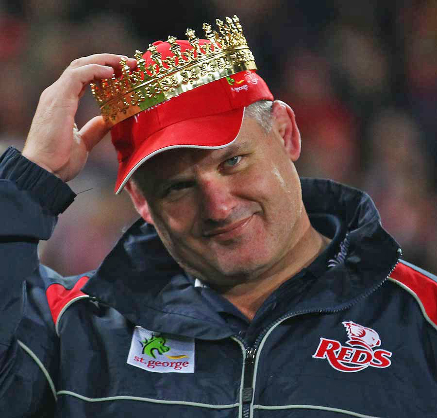 Reds coach Ewen McKenzie celebrates winning the 2011 Super Rugby competition