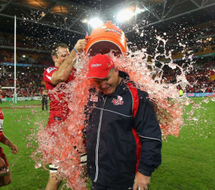 Reds coach Ewen McKenzie is drenched following the Super Rugby final, Reds v Crusaders, Super Rugby Final, Suncorp Stadium, Brisbane, Australia, July 9, 2011