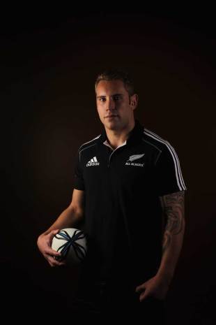 All Blacks second-row Jarrad Hoeata celebrates his call-up with a portrait, Heritage Hotel, Auckland, New Zealand, July 13, 2011